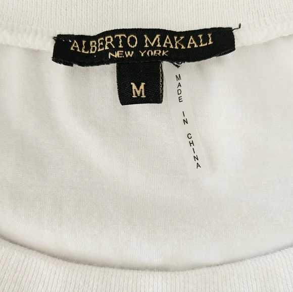 Alberto Makali White Blouse Denim Ruffle Sleeves Chic Statement Top - Picture 5 of 10